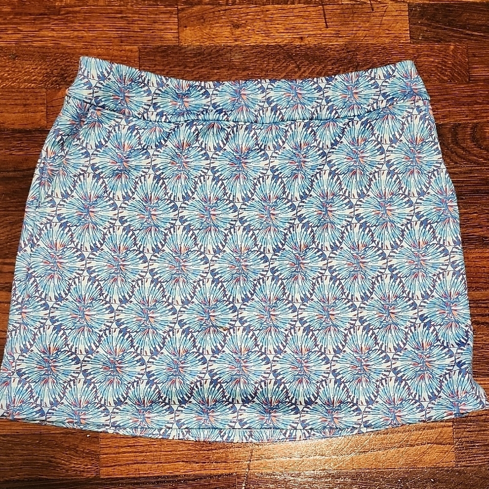Vineyard Vines Blue Soft Knit Colorful Blue Patterned Skirt Shorts and Pockets - Picture 3 of 7